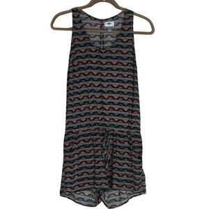 Old Navy Multicolor Geometric Print Tank Romper Women’s Small Pockets
